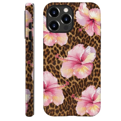 DAIZAG Schutzhülle kompatibel mit iPhone 15 Pro, strapazierfähiger Stoßschutz für Mädchen und Damen, Leoparden-Lilien-Muster von DAIZAG