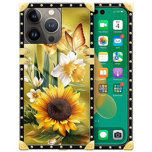 DAIZAG Schutzhülle kompatibel mit iPhone 15 Pro Max, Lotus Sonnenblume Schmetterling 15 Pro Max Hüllen für Mädchen, quadratische geschützte verstärkte Ecken, weiche TPU-Hülle, kompatibel mit iPhone 15 von DAIZAG