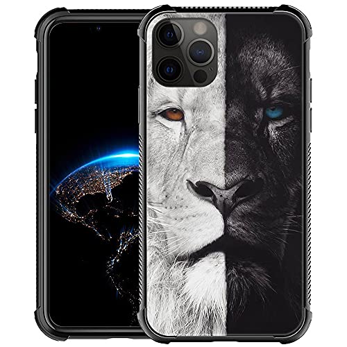 Schutzhülle für iPhone 13 Pro (Löwe, Fallschutz, weiche TPU-Kanten für iPhone 13 Pro, gemustert, für Apple iPhone 13 Pro, 15,5 cm, Schwarz und Weiß von DAIZAG