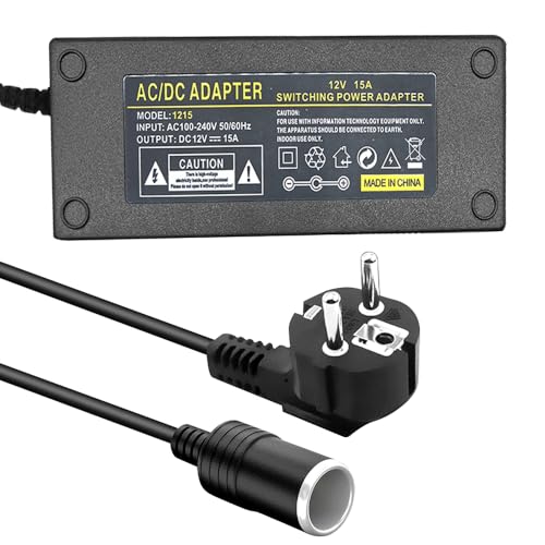DAJASD Spannungswandler 230V auf 12V, 180W KFZ Netzadapter 12V 15A, Wechselrichter Adapter Zigarettenanzünder Steckdose, Auto Adapter für Steckdose, Kühlbox, Autostaubsauger, Autokühlschrank DAJASD Spannungswandler 230V auf 12V, 180W KFZ Netzadapter 12V 15A, Wechselrichter Adapter Zigarettenanzünder Steckdose, Auto Adapter für Steckdose, Kühlbox, Autostaubsauger, Autokühlschrank von DAJASD
