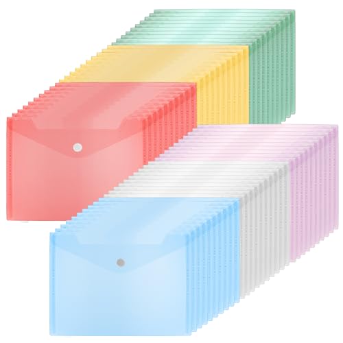 DAJAVE 60 Stück A5 Kunststoffhüllen mit Druckknopf – 6 Farben, Dokumentenmappe, A5, Kunststoff-Ordner mit Druckknopf DAJAVE 60 Stück A5 Kunststoffhüllen mit Druckknopf – 6 Farben, Dokumentenmappe, A5, Kunststoff-Ordner mit Druckknopf von DAJAVE