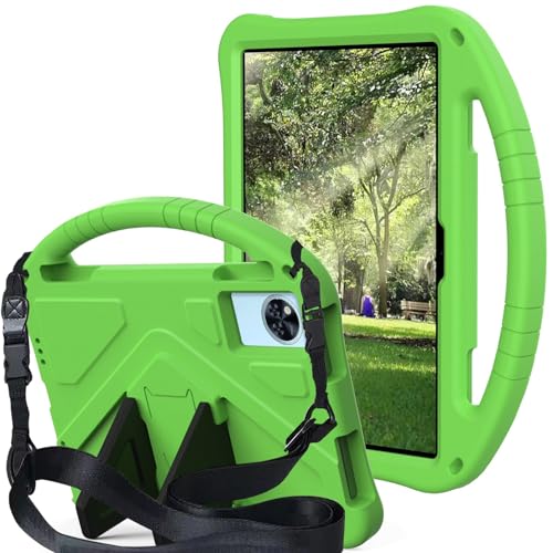 Kompatibel mit Doogee U11/U11 27,9 cm (11 Zoll) 2025 Kinderschutzhülle mit Ständer, niedliches Design, leicht, stoßfest, mit Ständer, Schultergurt, Griff, Grün von DAJIETOU