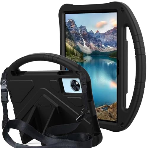 Kompatibel mit Doogee U11/U11 27,9 cm (11 Zoll) 2025 Kinderschutzhülle mit Ständer, niedliches Design, leicht, stoßfest, mit Ständer, [Schultergurt] [Griff] (schwarz) von DAJIETOU