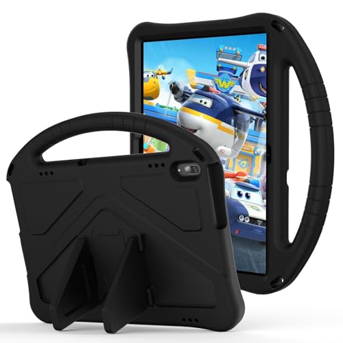 Kompatibel mit Lenovo Tab M10 HD TB-X505F TB-X505L Kinder-Schutzhülle mit Ständer, niedliches Design, leicht, stoßfest, mit Ständer, [Schultergurt] [Griff] (schwarz) von DAJIETOU