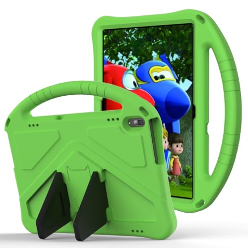 Kompatibel mit Lenovo Tab M10 HD TB-X505F TB-X505L Kinderschutzhülle mit Ständer, niedliches Design, leicht, stoßfest, mit Ständer, [Schultergurt] [Griff] (grün) von DAJIETOU