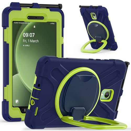 Kompatibel mit Samsung Galaxy Tab Active 5 8 Zoll SM-X300, 360 Grad drehbarer Multifunktions-Griff Ständer + Schultergurt, stabile Schutzhülle (Marineblau) von DAJIETOU