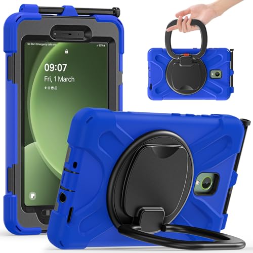 Kompatibel mit Samsung Galaxy Tab Active 5 8 Zoll SM-X300, 360 Grad drehbarer Multifunktions-Griff Ständer + Schultergurt, stabile Schutzhülle (blau) von DAJIETOU