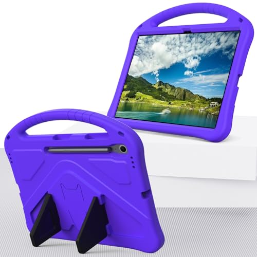 Kompatibel mit Samsung Galaxy Tab S10 FE Plus 13,3 Zoll SM-X620/X626B 2025 Kinderschutzhülle mit Ständer, niedliches Design, leicht, EVA, stoßfest, Ständer, Schutzhülle, Schultergurt, Griff, Violett Kompatibel mit Samsung Galaxy Tab S10 FE Plus 13,3 Zoll SM-X620/X626B 2025 Kinderschutzhülle mit Ständer, niedliches Design, leicht, EVA, stoßfest, Ständer, Schutzhülle, Schultergurt, Griff, Violett von DAJIETOU