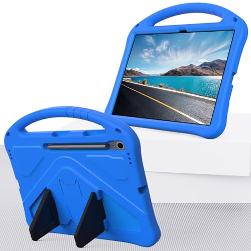 Kompatibel mit Samsung Galaxy Tab S10 FE Plus 13,3 Zoll SM-X620/X626B 2025 Kinderschutzhülle mit Ständer, niedliches Design, leicht, EVA, stoßfest, Ständer, Schutzhülle, Schultergurt, Griff, Blau Kompatibel mit Samsung Galaxy Tab S10 FE Plus 13,3 Zoll SM-X620/X626B 2025 Kinderschutzhülle mit Ständer, niedliches Design, leicht, EVA, stoßfest, Ständer, Schutzhülle, Schultergurt, Griff, Blau von DAJIETOU
