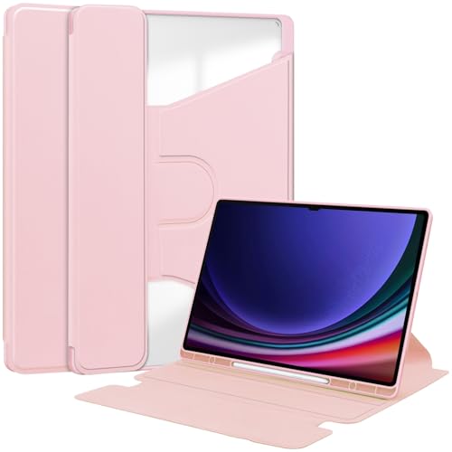 Kompatibel mit Samsung Galaxy Tab S8 Ultra 37,1 cm (14,6 Zoll) (SM-X900/X906), um 360 Grad drehbarer Ständer, Folio-Klapphülle mit Stifthalter, Rosa von DAJIETOU