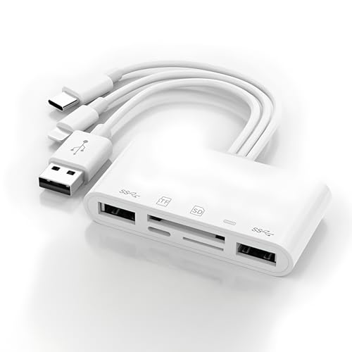 DAJING 5-in-1-Speicherkartenleser für iPhone/iPad, USB-OTG-Adapter & SD-Kartenleser, unterstützt SD/Micro SD/SDHC/SDXC/MMC, schnelle Datenübertragung, breite Kompatibilität, einfach zu bedienen von DAJING