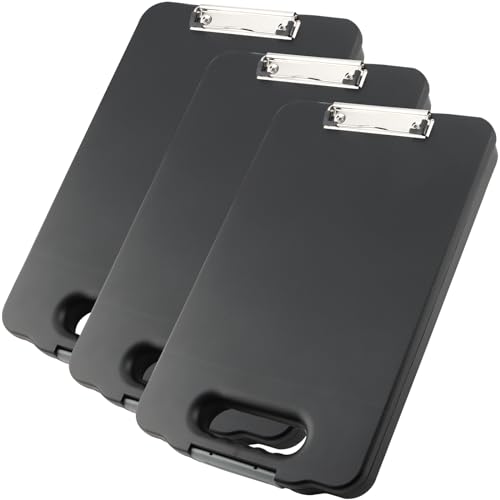 DAKFOOK 3 Stück A4 Klemmbrett mit Aufbewahrung, 40 x 25 x 4 cm, tragbare Klemmbrett Hülle mit Griff, Kunststoff Schreibbrett Aufbewahrungsbox für Büro von DAKFOOK