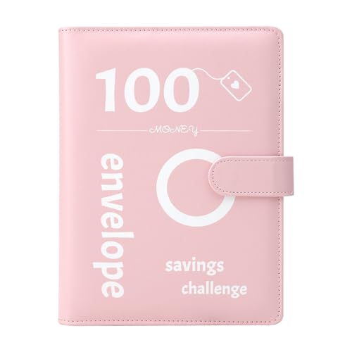 100 Envelope Challenge Binder, Umschläge Challenge Binder, Lustiger Budgetordner zum Sparen von €5,050 mit Geldumschlägen, Spar Challenge für Budget Planer (Rosa) von DAKLUNAR