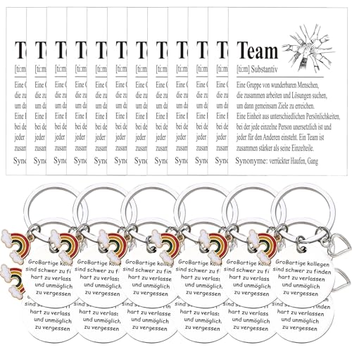 24 Stück Dankeschön Karten Set, Dankeschön Geschenk mit Regenbogen Schlüsselanhänger, Inspirierend Dankeskarten für Kollege Kollegen Geschenk, Kollegin, Abschiedskarten Büro und Arbeit von DALAETUS