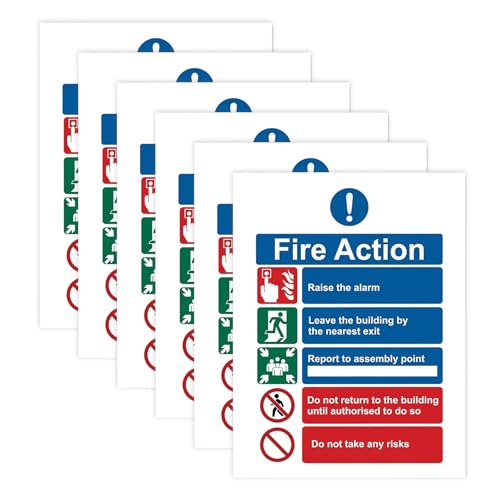 6 Stück Fire Action Hinweisschild, Hochwertige Brandschutzschilder aus Vinyl, Wetterfeste Sicherheitsaufkleber für Brandschutzmaßnahmen 6 Stück Fire Action Hinweisschild, Hochwertige Brandschutzschilder aus Vinyl, Wetterfeste Sicherheitsaufkleber für Brandschutzmaßnahmen von DALAETUS