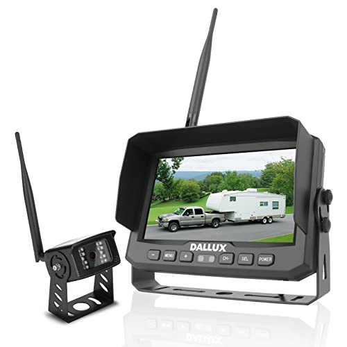 Wireless-Rückfahrkamera-Kit mit 7-Zoll-DVR-Monitor für Fahrzeuge/Pickups/LKWs/Anhänger/Busse/Van/Wohnmobile/Landwirtschaft mit 1080P-Nachtsicht-Signal-Rückfahrkamera IP69K von DALLUX