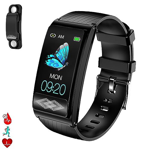 DAM P10 Smartwatch mit Blutdruckmessgerät und O2, inkl. Brustband, VFC und EKG-Report 24 Stunden, 22,5 x 1,2 x 2 cm, Farbe: Schwarz, Normal von DAM