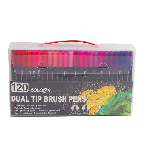 DAM Set 120 Filzstifte BLACK LINE Farbe Doppelspitze, feine Spitze 0,4 mm und professionelle Aquarellpinselspitze, ergonomische runde Form zum Schreiben 1 x 1 x 16 cm, Farbe: Kuh Braun DAM Set 120 Filzstifte BLACK LINE Farbe Doppelspitze, feine Spitze 0,4 mm und professionelle Aquarellpinselspitze, ergonomische runde Form zum Schreiben 1 x 1 x 16 cm, Farbe: Kuh Braun von DAM