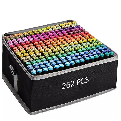 DAM Set mit 262 Filzstiften in verschiedenen Farben, Doppelspitze: fein und breit auf dem gleichen Filzstift, 1,6 x 1,6 x 15,3 cm, Farbe: mehrfarbig von DAM