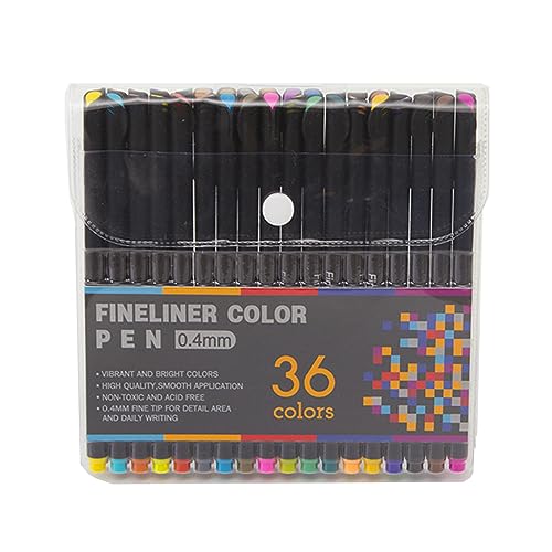 DAM Set mit 36 Filzstiften Color FINELINER PROFI FINELINER 0,4 mm Definierte und helle Farben für Konturen, Illustrationen, Mandala... 0,5 x 0,5 x 15,5 cm, Farbe: Kuh Braun von DAM