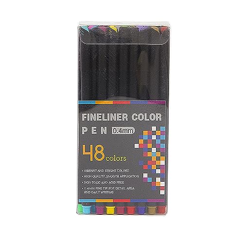 DAM Set mit 48 Filzstiften Color Fineliner Profi, feine Spitze, 0,4 mm, definierte und leuchtende Farben für Konturen, Illustrationen, Mandala... 0,5 x 0,5 x 15,5 cm, Farbe: Kuh Braun von DAM
