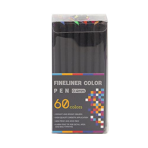 DAM Set mit 60 Filzstiften Color FINELINER PROFI FINELINER 0,4 mm Definierte und helle Farben für Konturen, Illustrationen, Mandala... 0,5 x 0,5 x 15,5 cm, Farbe: Kuh Braun von DAM