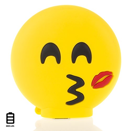 DAM Silica DMT1653 Powerbank Emoticon 8800 mAh mit Kiss-Tasche, einfarbig von DAM