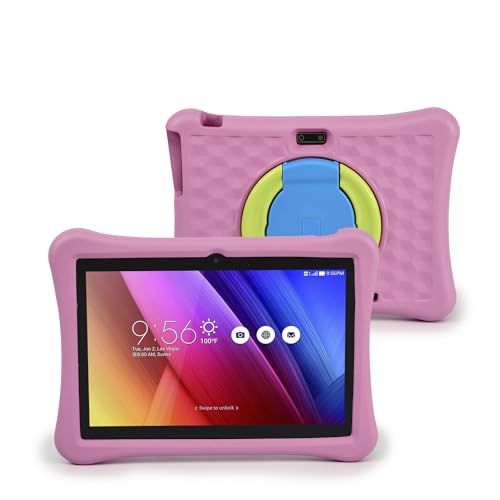 DAM Tablet für Kinder, WiFi, Betriebssystem Android 12 mit IWAWA, Display 10 Zoll, 1280 x 800 Pixel, Allwinner A133, Arm Cortex™-A53 Quad-Core, 1,7 GHz, 4 GB RAM + 64 GB, Dual-Kamera, Silikongehäuse, von DAM