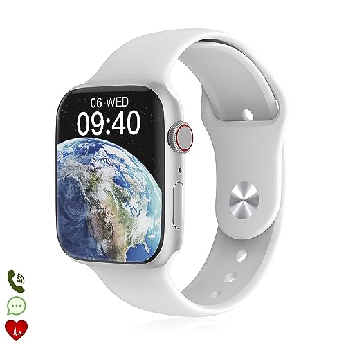 DAM W29 MAX Smartwatch mit 2.1 Display und Always on Modus, 24h Herzfrequenzmesser, O2 im Blut, App-Benachrichtigungen, 4,8 x 1,1 x 3,9 cm, Farbe: Weiß von DAM