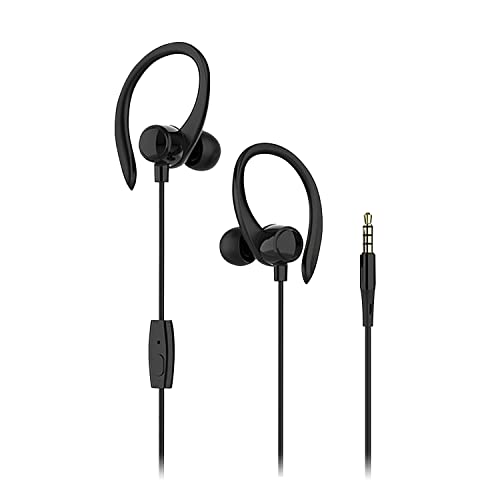 DAM. S07 Sport-Kopfhörer mit Kabel, maximale Haltbarkeit, Mikrofon und Steuerungstaste, Farbe: Schwarz von DAM