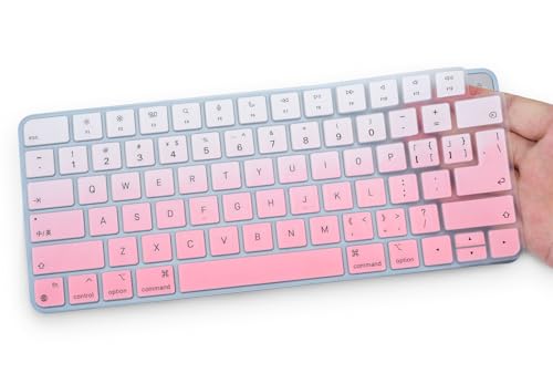 Tastaturabdeckung für 2024–2021 Apple iMac 24 Zoll Magic Keyboard A2450/A2449 mit Touch ID, iMac 24 Zoll M4 M3 M1, Mac Mini Zubehör Skin, Gradual Pink von DAMMOMKO