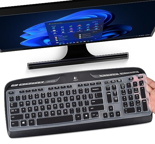 Tastaturabdeckung für Logitech MK320 K330 MK335 kabellose Tastatur, wasserdichter Silikon-Tastaturschutz für Logitech MK320 MK335, Logitech MK320 Schutzhaut, Schwarz von DAMMOMKO