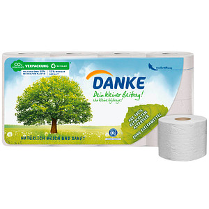 DANKE Toilettenpapier 3-lagig Recyclingpapier, 8 Rollen von DANKE