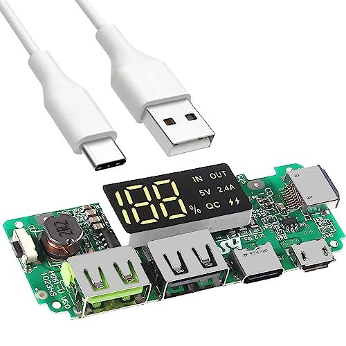 DAOKAI 18650-Board Dual USB 5 V, 2,4 A, Dual-USB-Mobil-Powerbank-Modul, Lithium-Batterie-Ladeplatine, digitales LCD-Display mit Schaltungsschutz mit Typ-C-zu-USB-Kabel von DAOKAI