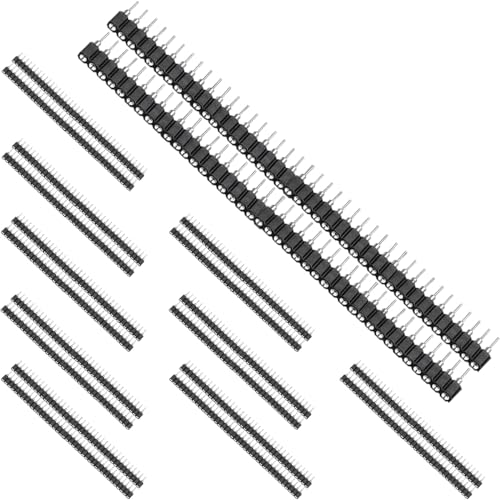 DAOKAI 2,54 mm Stiftleiste, rund, 0,1 Zoll, 40-polig, Buchse, einreihig, gerade, verzinnt, Stiftleiste, Streifenverbinder für DIY-Schaltkreisherstellung, Schweißen, 20 Stück von DAOKAI