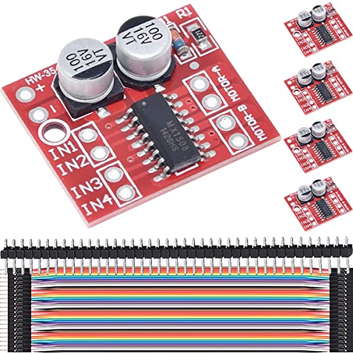 DAOKAI 2 Way L298N 1.5A L298 DC Stepper Motor Treibermodul H-Brücke PWM-Geschwindigkeit Motortreiber mit Dupont-Kabel für Arduino Kleinwagen(5 Stück) von DAOKAI