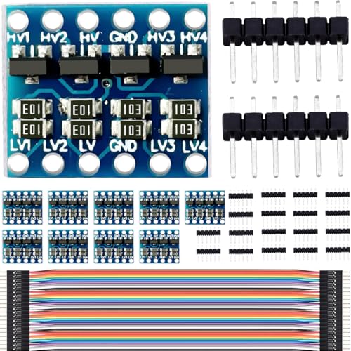 DAOKAI 4-Kanal Pegelwandler,IIC I2C Logik Level Konverter,4 Kanäle Bidirektionales Level Modul 3,3 V zu 5 V Shifter für Arduino Raspberry Pi,mit Dupont-Kabel(10 STÜCKE) von DAOKAI