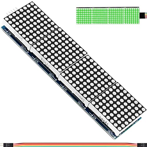 DAOKAI 8x32 Dot Matrix Modul 7219 4 in 1 LED Display Modul, MCU Control Treiberplatine Grüne LED Gemeinsame Kathode mit Dupont-Kabel für Arduino-Mikrocontroller von DAOKAI