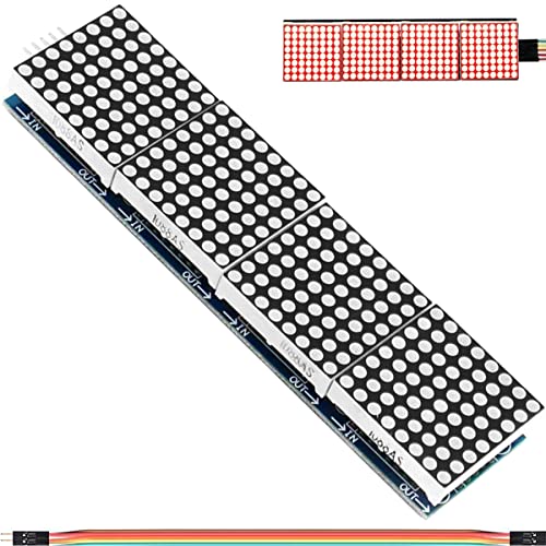 DAOKAI 8x32 Dot Matrix Modul 7219 4 in 1 LED Display Modul, MCU Control Treiberplatine Rote LED Gemeinsame Kathode mit Dupont-Kabel für Arduino-Mikrocontroller von DAOKAI