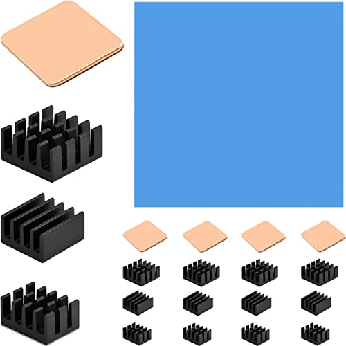 DAOKAI Kühlkörper-Set Aluminium + Kupfer Kühler Wärmeleitkleber Kühlkörper-Kit schützt das Motherboard, für Raspberry Pi 4, Raspberry Pi 3 B+ mit wärmeleitendem Klebeband(21Stück) von DAOKAI