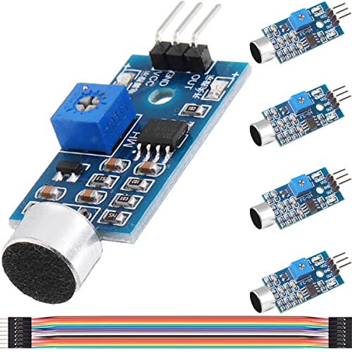 DAOKAI Microphone Sound Sensor Modul,Hoher Empfindlichkeit Sound Detection Sensor Modul 3.3-5V Tonmikrofon-Sensor-Erkennungsmodul für Arduino AVR PIC(5 STÜCKE) von DAOKAI