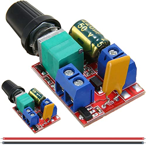 DAOKAI Mini Drehzahlregler Modul,5A Motordrehzahlregler DC 3V 6V 12V 24V 35V PWM-Regler Variabler Spannungsregler Dimmer-Regler mit 24 AWG Kabel(2 STÜCKE) von DAOKAI