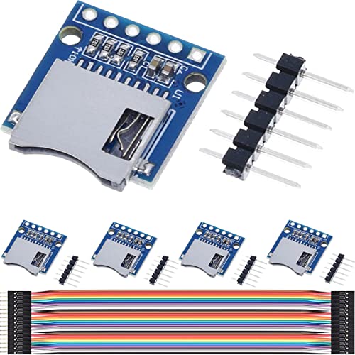 DAOKAI SPI Reader,Micro-SD-Kartenmodul TF Karte Memory Card Shield Modul SD-Schreiber mit Pins und Dupont-Kabel,Kompatibel mit Arduino Raspberry Pi(5 STÜCKE) von DAOKAI