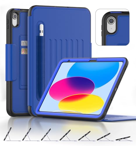 DAORANGE Hülle für iPad A16 11. Generation 2025(11 Zoll)/iPad 10. Generation 2022(10,9 Zoll), Stoßfeste PU-Leder Magnet-Schutzhülle mit Stifthalter, Multi-Winkel-Ständer, Auto-Schlaf/Wach (Blau) von DAORANGE