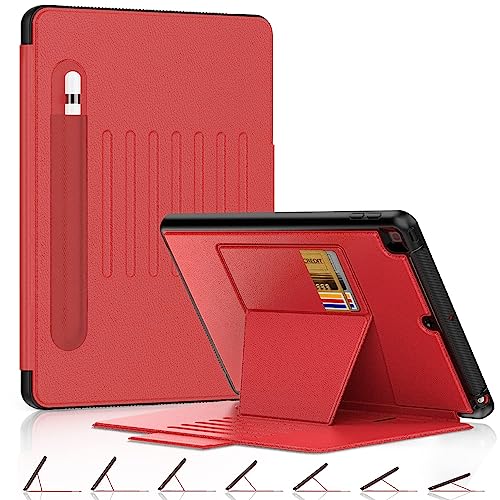 DAORANGE Hülle für iPad 10.2 Zoll, 9./ 8./ 7. Generation, Mehrfachwinkel Stoßfeste Schutzhülle[7 Betrachtungswinkel] mit Stifthalter, Auto Schlaf/Wachfunktion Ständer Hülle für iPad 9/8/7 (Rot) von DAORANGE