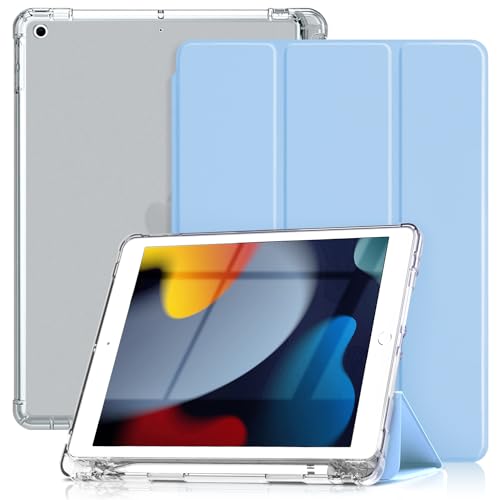 DAORANGE Hülle für iPad 9. / 8./ 7. Generation 10.2 Zoll, Ultra Dünn Trifold Ständer Slim PU-Leder Schutzhülle mit Stifthalter & Auto Schlaf/Aufwach für iPad 10.2 2021/2020/2019 (Hellblau) von DAORANGE