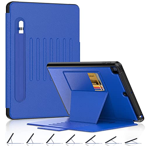 DAORANGE Hülle für iPad 9. / 8. / 7. Generation (iPad 10,2 Zoll 2021/2020/2019), Magnetic Hülle PU Leder Cover mit Stifthalter, 7 Winkel-Ständer, Auto Schlaf/Wachfunktion (Blau) von DAORANGE