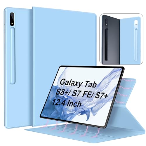 DAORANGE Magnetische Hülle für Samsung Galaxy Tab S8 Plus 2022/ S7 Plus / S7 FE 12.4 Zoll, Schlanke Leichte Hülle mit Versteckter S-Stifthalter für Samsung Tablet S8+/ S7+ / S7 FE 12,4" (Hellblau) von DAORANGE