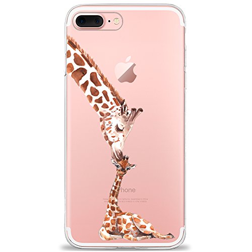 Oveo kompatibel mit iPhone 7 Plus / 8 Plus Hülle, Dolce Vita Serie Transparente Silikon Handyhülle Accessoires für Damen/Mädchen, Durchsichtig mit Giraffe Unconditional Love Motiv von DAPP