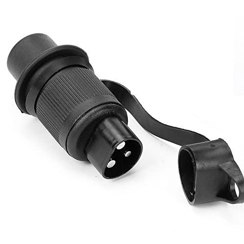 DARKGUARD 1Stück 3Poliger Stecker 12v Traktor, Anhänger Stecker 3polig 12v 24v,Flachstecker,Din 9680,Adapter Dreipoliger Stecker 12v Geeignet für PKW LKW Landwirtschaftliche Boot (Stecker M1) von DARKGUARD